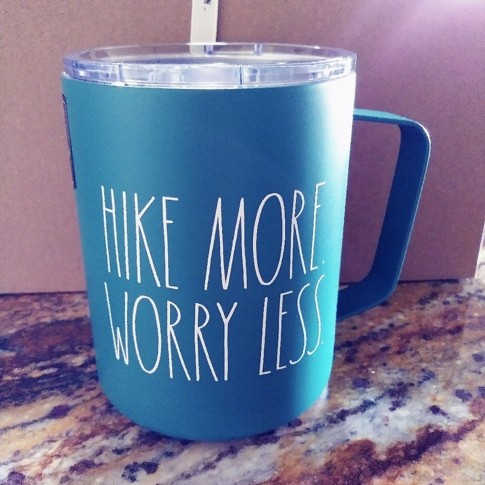 Rae Dunn Insulated Stainless Steel Mug with Lid, 12 oz, Hike More.Worry Less.